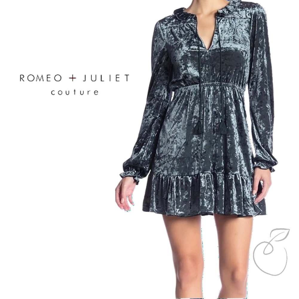 ROMEO & JULIET COUTURE EMERALD VELVET DRESS M